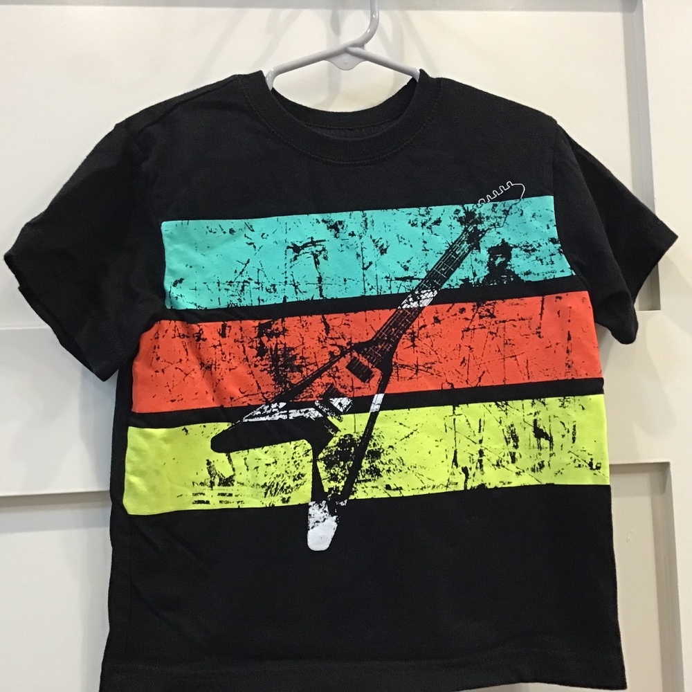 Electric guitar Black, Teal, Red, Yellow T-shirt